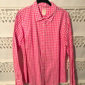 J. Crew Pink Gingham Button-Down